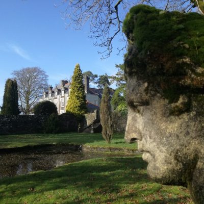 View of Plas Cilybebyll Manor from the secret garden